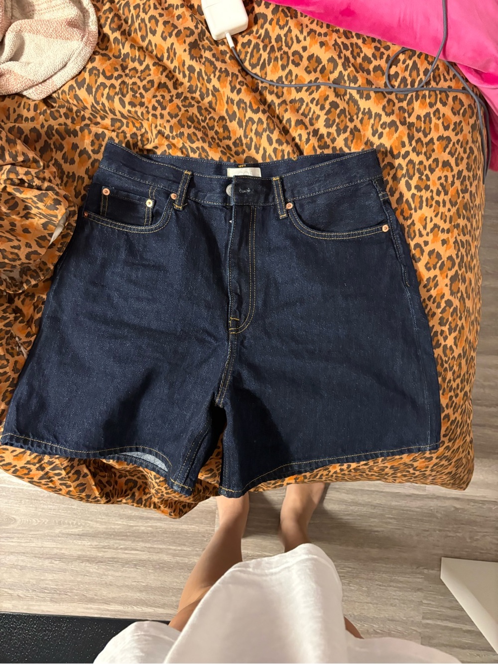 COS Dark Blue High-Rise Denim Shorts